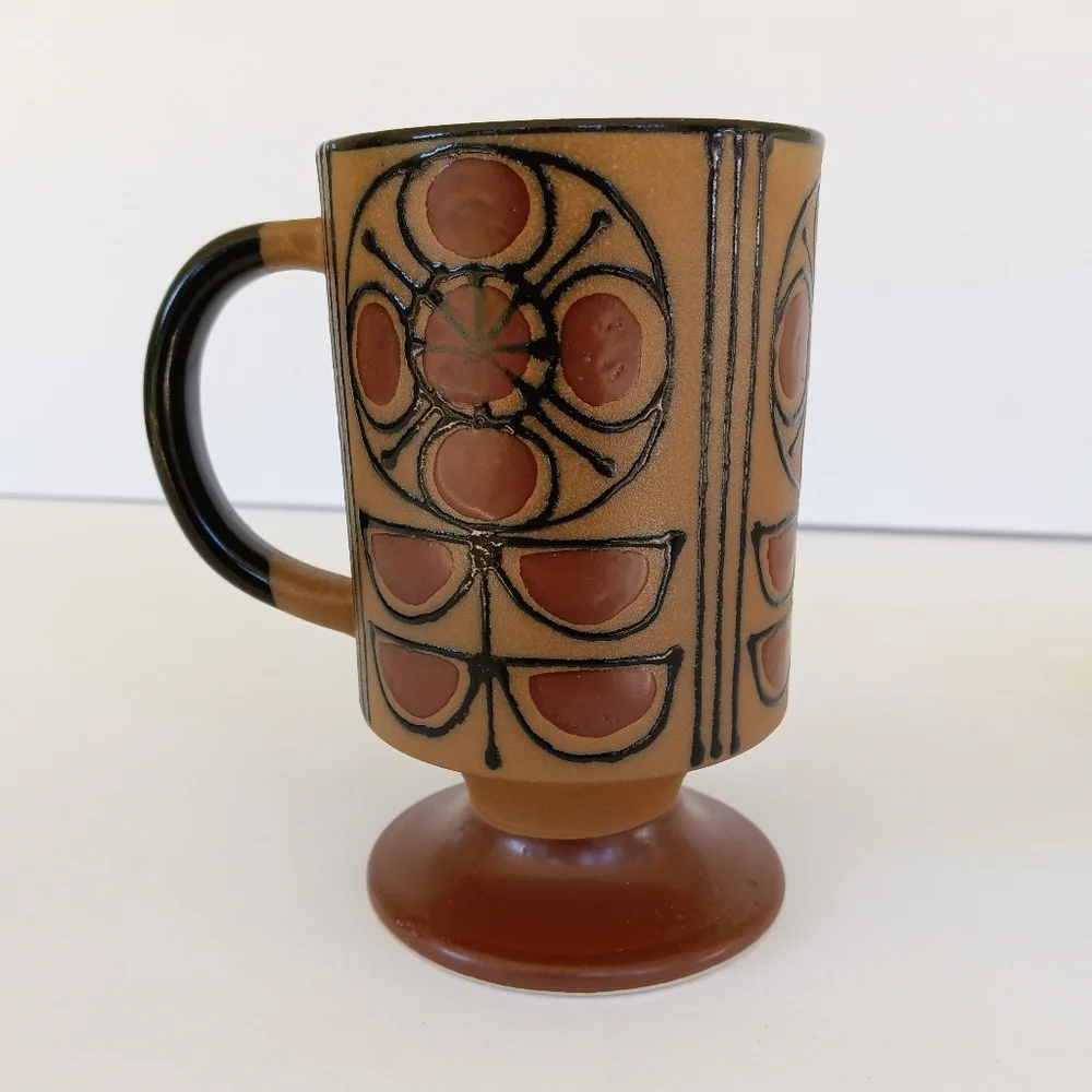 Vintage 70s Jonas Roberts Japan Stoneware Footed Mug
